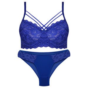 ست شورت و سوتین زنانه ماییلدا مدل فنردار هارنس کد 5165 رنگ آبی کاربنی
