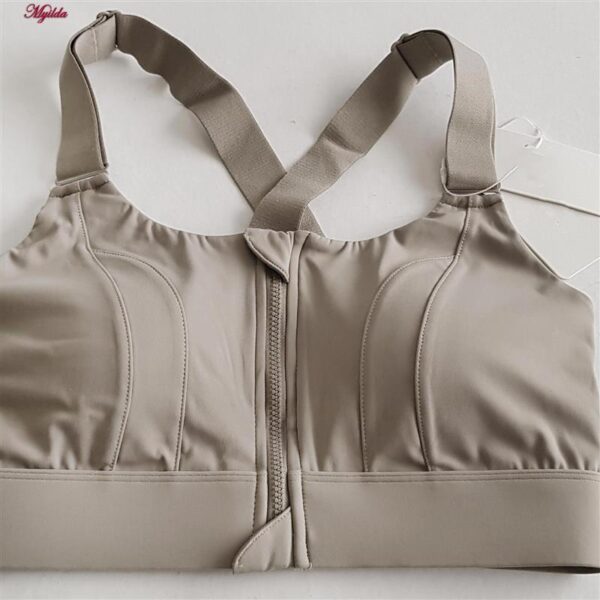نیم تنه ورزشی زنانه ماییلدا مدل جلو زیپدار پد ثابت کد 5018 رنگ خاکی