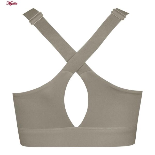 نیم تنه ورزشی زنانه ماییلدا مدل جلو زیپدار پد ثابت کد 5018 رنگ خاکی