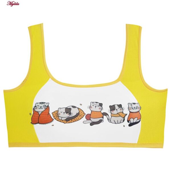 ست شورت و نیم تنه دخترانه ماییلدا مدل پددار گربه سرمایی کد 5164-6 رنگ زرد