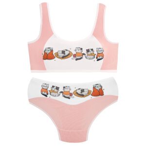 ست شورت و نیم تنه دخترانه ماییلدا مدل پددار گربه سرمایی کد 5164-6 رنگ صورتی روشن