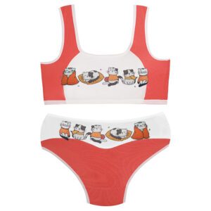 ست شورت و نیم تنه دخترانه ماییلدا مدل پددار گربه سرمایی کد 5164-6 رنگ گلبهی