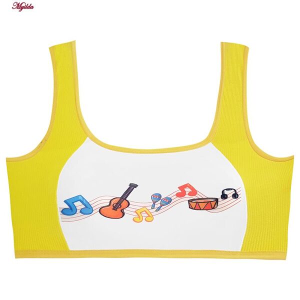 ست شورت و نیم تنه دخترانه ماییلدا مدل پددار ساز و آواز کد 5164-3 رنگ زرد