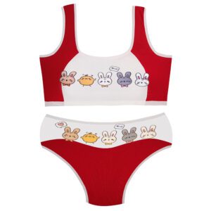 ست شورت و نیم تنه دخترانه ماییلدا مدل پددار خرگوش و جوجه کد 5164-5 رنگ قرمز