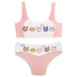 ست شورت و نیم تنه دخترانه ماییلدا مدل پددار خرگوش و جوجه کد 5164-5 رنگ صورتی روشن