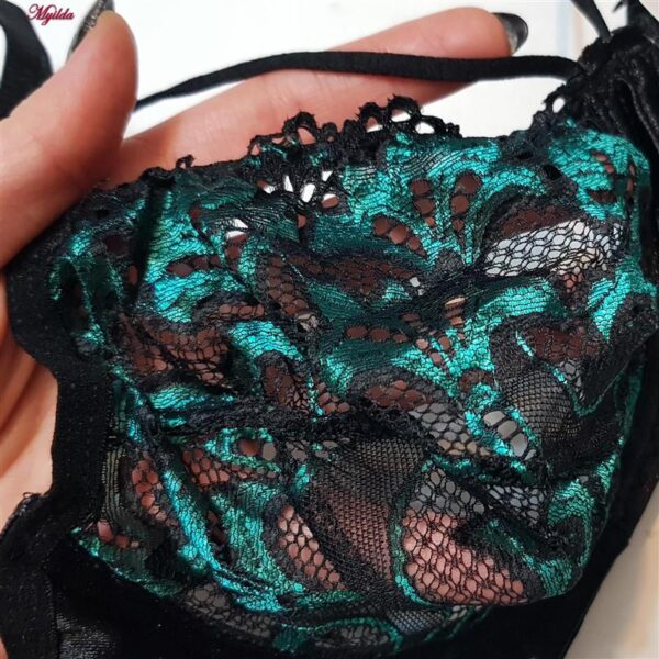 ست شورت و سوتین زنانه کارنا رز مدل فنردار هارنس کد 1003 رنگ سبز کله غازی