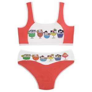 ست شورت و نیم تنه دخترانه ماییلدا مدل پددار گربه و آبمیوه کد 5164-2 رنگ گلبهی