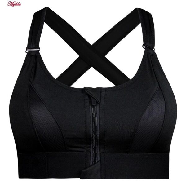 نیم تنه ورزشی زنانه ماییلدا مدل بند چسبی پددار پشت ضربدری کد 5166-805 رنگ مشکی