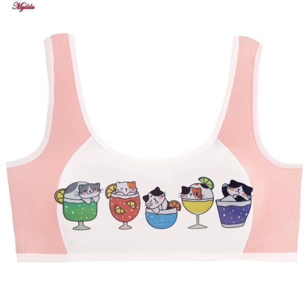 ست شورت و نیم تنه دخترانه ماییلدا مدل پددار گربه و آبمیوه کد 5164-2 رنگ صورتی روشن