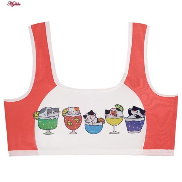 ست شورت و نیم تنه دخترانه ماییلدا مدل پددار گربه و آبمیوه کد 5164-2 رنگ گلبهی