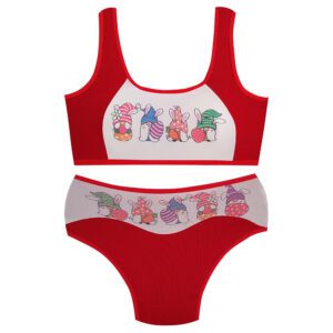 ست شورت و نیم تنه دخترانه ماییلدا مدل پددار تخم مرغ کد 5164-1 رنگ قرمز