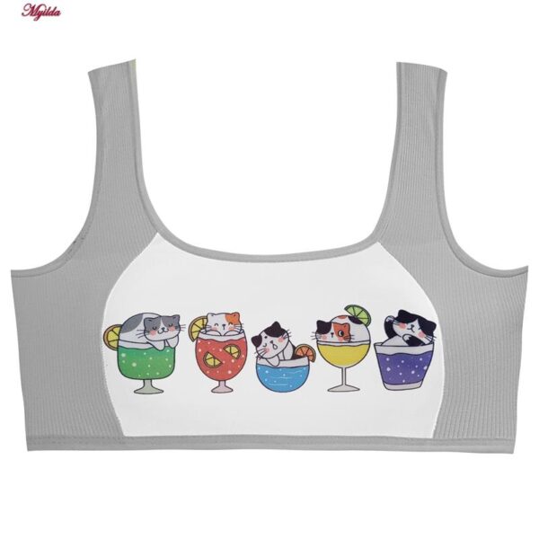 ست شورت و نیم تنه دخترانه ماییلدا مدل پددار گربه و آبمیوه کد 5164-2 رنگ طوسی