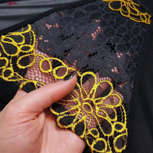 ست شورت و سوتین زنانه کارنا رز مدل گل فنردار هارنس کد 1001 رنگ مشکی