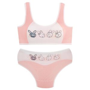 ست شورت و نیم تنه دخترانه ماییلدا مدل پددار خرگوش خندان کد 5164-7 رنگ صورتی روشن