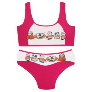 ست شورت و نیم تنه دخترانه ماییلدا مدل پددار گربه سرمایی کد 5164-6 رنگ سرخابی