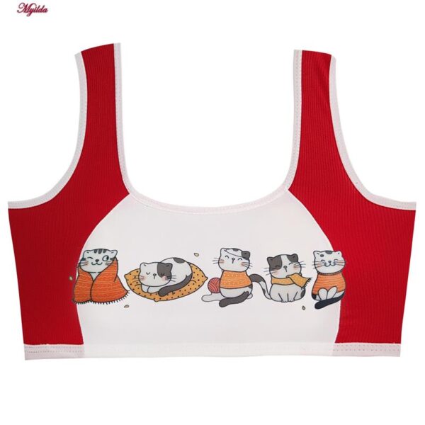 ست شورت و نیم تنه دخترانه ماییلدا مدل پددار گربه سرمایی کد 5164-6 رنگ قرمز