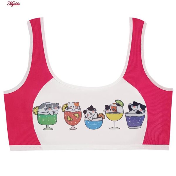 ست شورت و نیم تنه دخترانه ماییلدا مدل پددار گربه و آبمیوه کد 5164-2 رنگ سرخابی