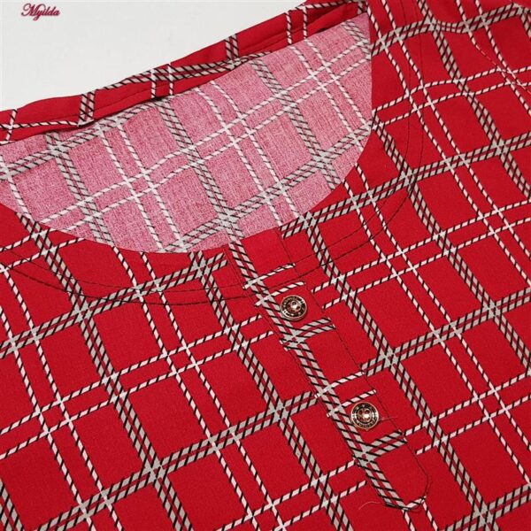 تونیک زنانه ماییلدا مدل چهارخانه کد 5195-2 رنگ قرمز