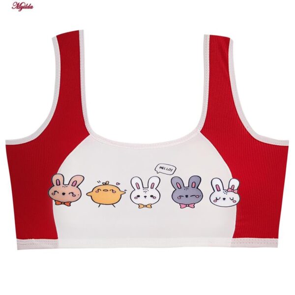 ست شورت و نیم تنه دخترانه ماییلدا مدل پددار خرگوش و جوجه کد 5164-5 رنگ قرمز