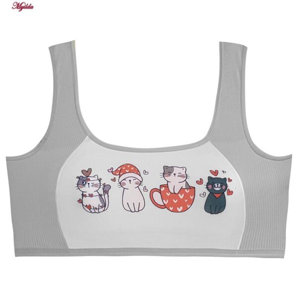 ست شورت و نیم تنه دخترانه ماییلدا مدل پددار گربه و فنجان کد 5164-4 رنگ طوسی