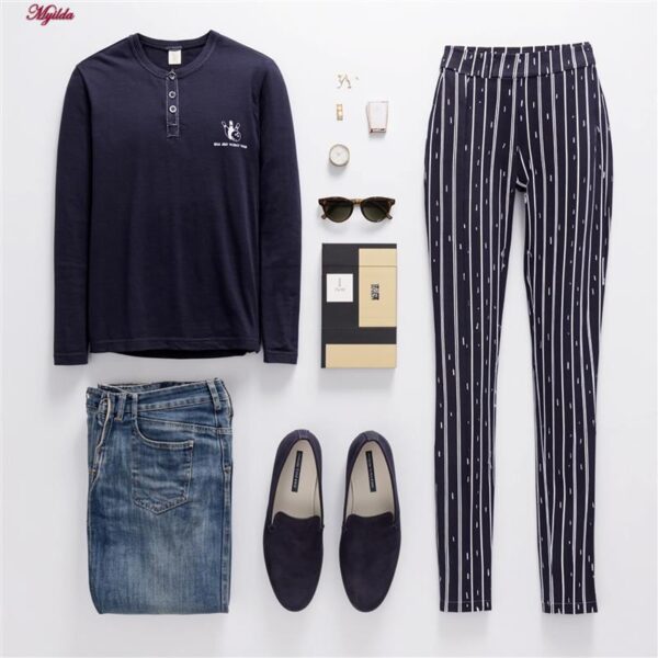 ست تی شرت و شلوار مردانه لین مدل نخ پنبه کد 5197-496 رنگ سرمه ای