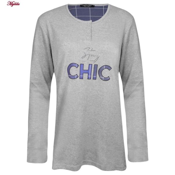 ست بلوز و شلوار زنانه لین مدل نخ پنبه کد 5196-209 رنگ طوسی