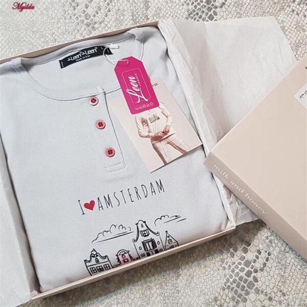 ست بلوز و شلوار زنانه لین مدل نخ پنبه کد 5196-156 رنگ طوسی