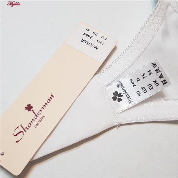 ست شورت و سوتین زنانه شاندرمن مدل فنردار گیپور گلدار کد 5080-2464-03 رنگ سفید