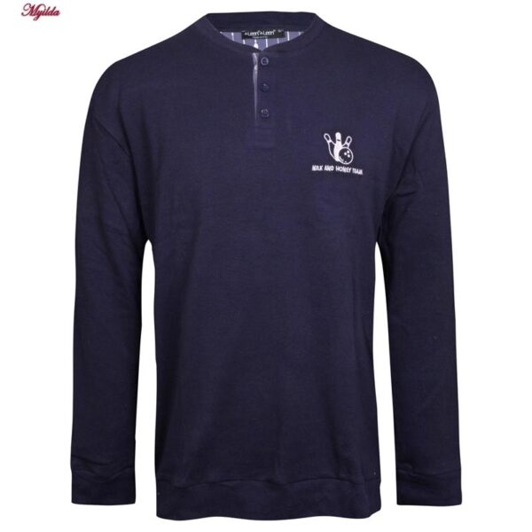 ست تی شرت و شلوار مردانه لین مدل نخ پنبه کد 5197-496 رنگ سرمه ای