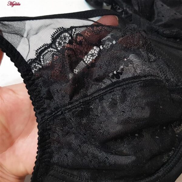 ست شورت و سوتین زنانه شاندرمن مدل فنردار گیپور گلدار کد 5080-2464-04 رنگ مشکی