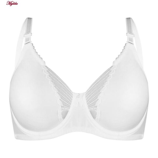 سوتین زنانه لین مدل پرسی فنردار طرح پروانه کد 4680-744 رنگ سفید