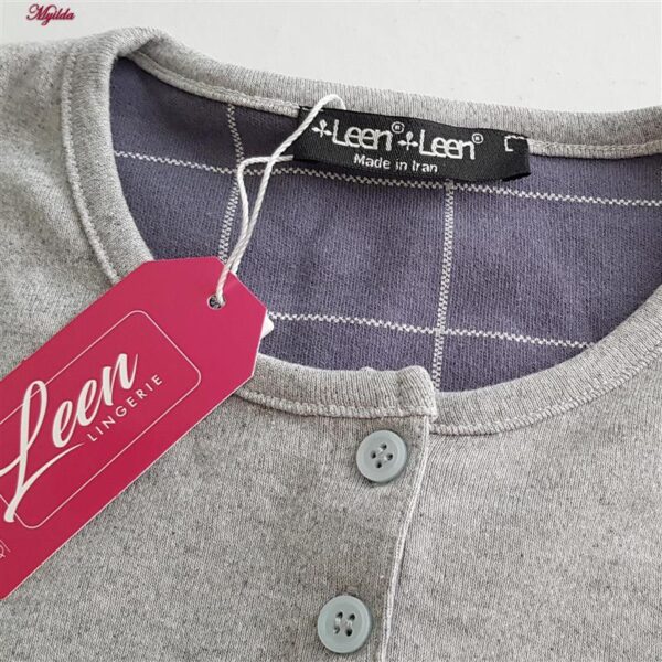 ست بلوز و شلوار زنانه لین مدل نخ پنبه کد 5196-209 رنگ طوسی