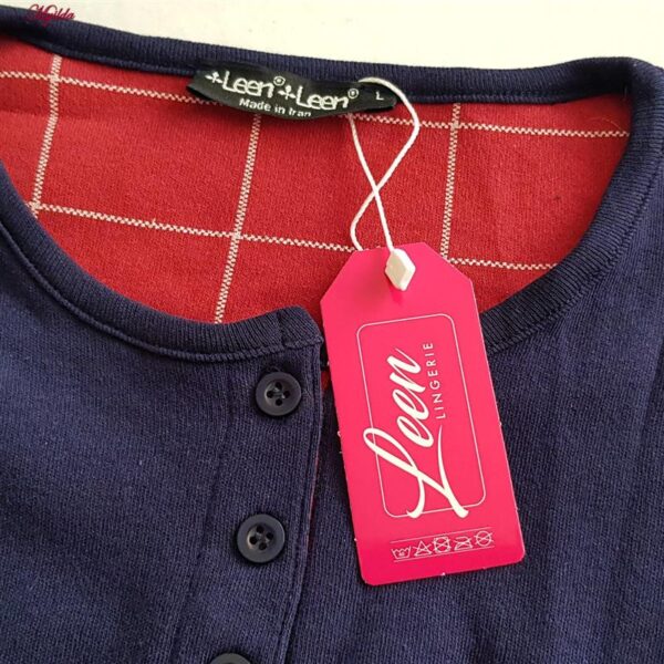 ست بلوز و شلوار زنانه لین مدل نخ پنبه کد 5196-209 رنگ سرمه ای