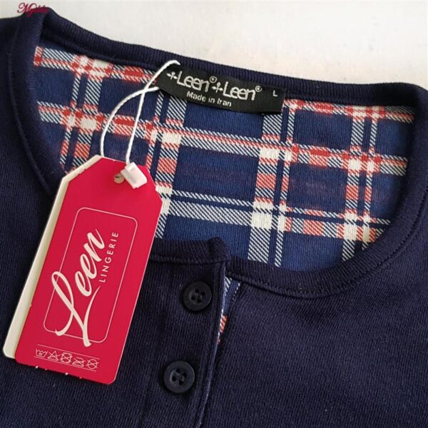 ست بلوز و شلوار زنانه لین مدل تدی نخ پنبه کد 5196-151 رنگ سرمه ای