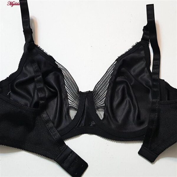 سوتین زنانه لین مدل پرسی فنردار طرح پروانه کد 4680-744 رنگ مشکی