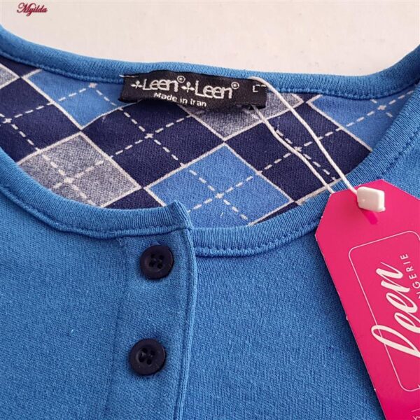 ست بلوز و شلوار زنانه لین مدل نخ پنبه کد 5196-157 رنگ آبی