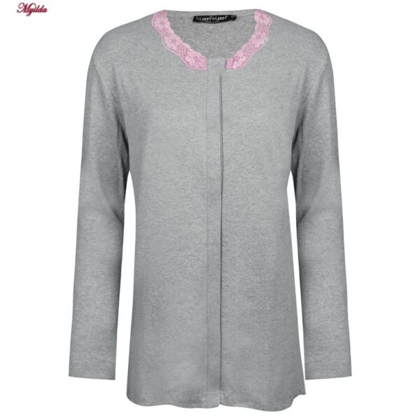 ست شومیز و شلوار زنانه لین مدل نخ پنبه جلو دکمه کد 5196-158 رنگ طوسی