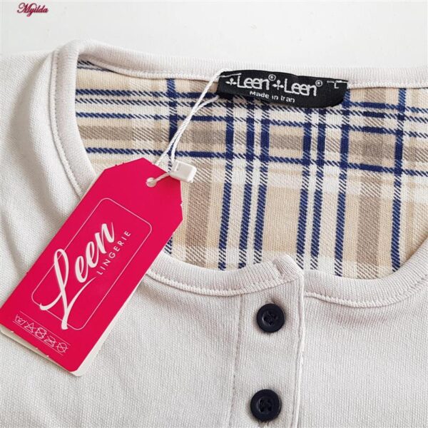 ست بلوز و شلوار زنانه لین مدل تدی نخ پنبه کد 5196-151 رنگ طوسی