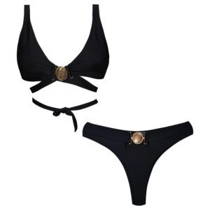 مایو زنانه مدل سگک دار کد 4996 رنگ مشکی