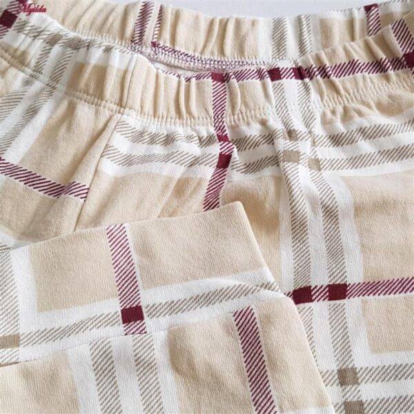 ست بلوز و شلوار زنانه لین مدل نخ پنبه کد 5196-156 رنگ کرم