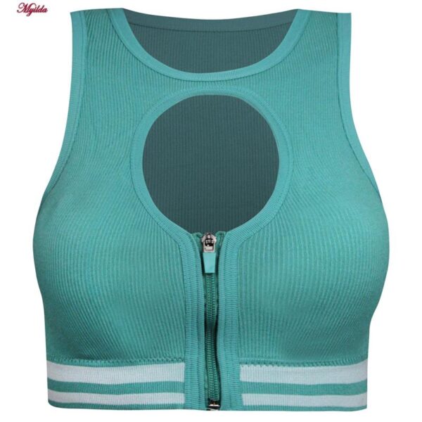 ست نیم تنه و شلوارک ورزشی زنانه ماییلدا مدل زیپ دار پشت چین دار کد 5243-8319 رنگ سبزآبی