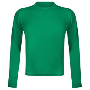 کراپ‌ تی‌شرت آستین بلند زنانه مدل پشت بندی کد 5228-609P رنگ سبز