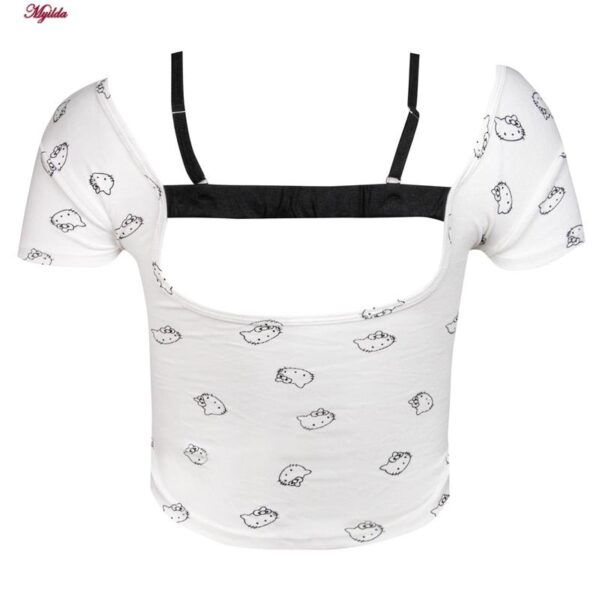 کراپ‌ تی‌شرت آستین کوتاه زنانه ماییلدا مدل کیتی کد 5262-5039 رنگ سفید