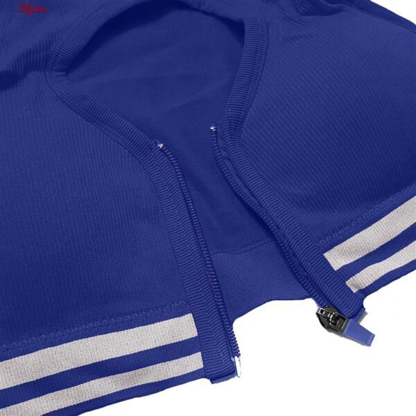 ست نیم تنه و شلوارک ورزشی زنانه ماییلدا مدل زیپ دار پشت چین دار کد 5243-8319 رنگ آبی