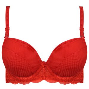 سوتین زنانه پانیذ مدل پوش آپ فنردار کاپ اسفنجی بند متحرک کد 4851 رنگ قرمز