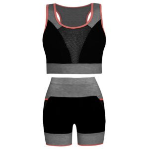 ست نیم تنه و شلوارک ورزشی زنانه مدل جیبدار کد 5229-534