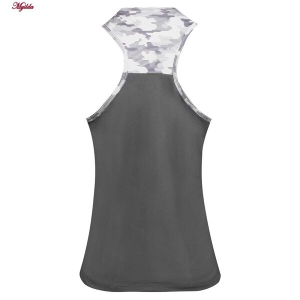 ست تاپ و شلوارک ورزشی زنانه مدل 5215-746P رنگ طوسی به همراه هدبند