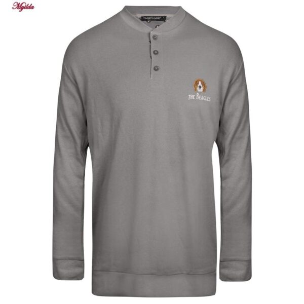 ست تی شرت آستین بلند و شلوار مردانه لین مدل نخ پنبه کد 5197-499 رنگ طوسی