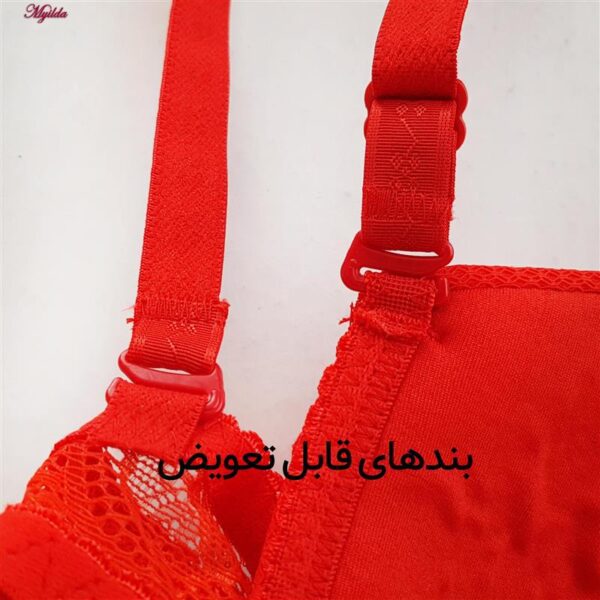 سوتین زنانه پانیذ مدل پوش آپ فنردار کاپ اسفنجی بند متحرک کد 4851 رنگ قرمز