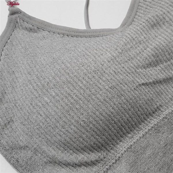 کراپ‌تاپ زنانه ماییلدا مدل پد متحرک کد 5250-175 رنگ طوسی